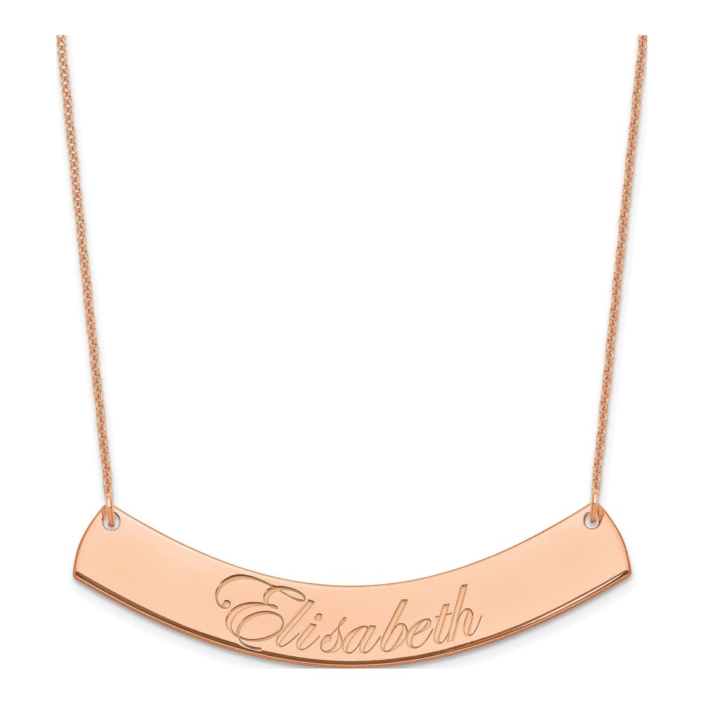 14K Rose Gold Personalized Curved Bar Necklace