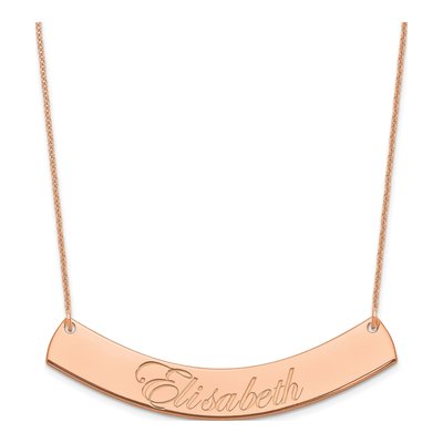 14K Rose Gold Personalized Curved Bar Necklace