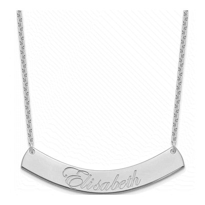 Sterling Silver Personalized Script Bar Necklace