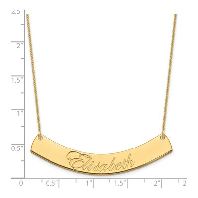 14K Yellow Gold Personalized Curved Bar Necklace – view 3