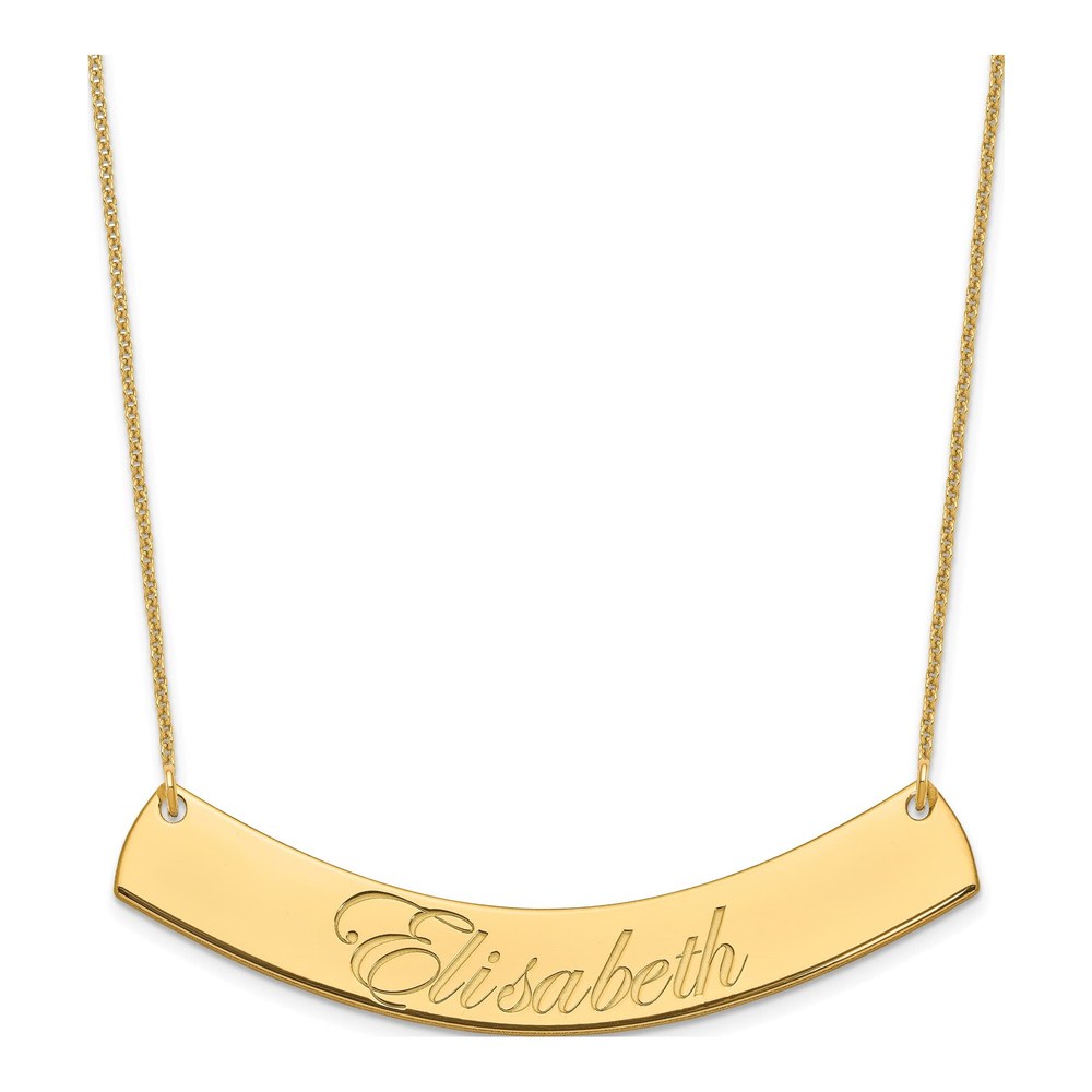 14K Yellow Gold Personalized Curved Bar Necklace