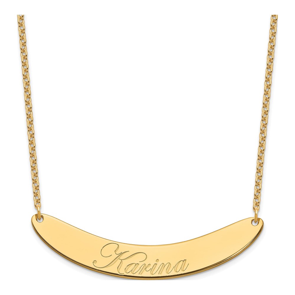 Personalized Gold Plated Script Bar Necklace