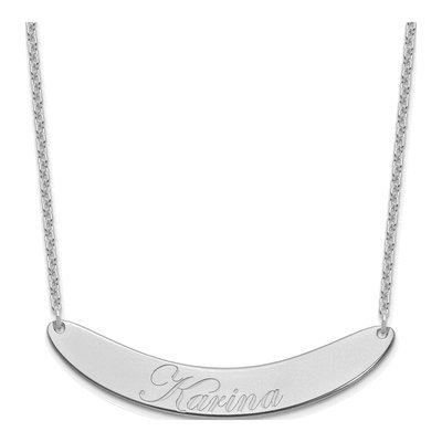 Personalized Sterling Silver Curved Bar Necklace