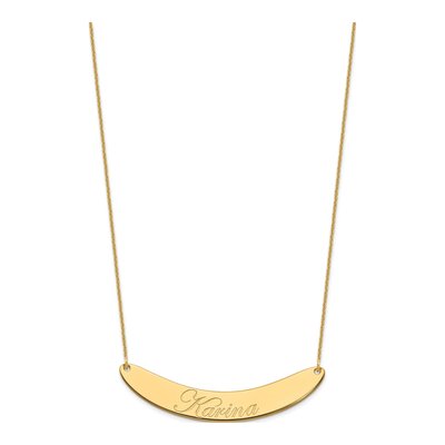 14K Yellow Gold Personalized Curved Bar Necklace – view 2