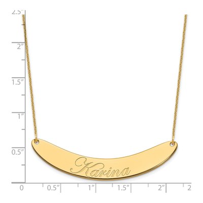 14K Yellow Gold Personalized Curved Bar Necklace – view 3