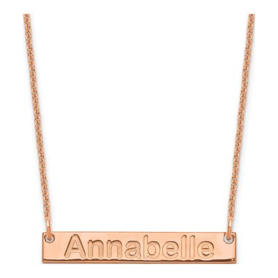 14K Rose Gold Personalized Bar Necklace