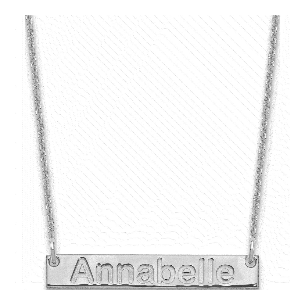 14K White Gold 18 Inch Small Arial Rounded Bar Necklace with Lobster Clasp