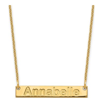 14K Yellow Gold Personalized Bar Necklace