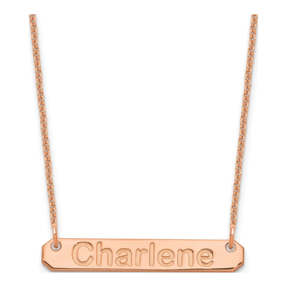 14K Rose Gold Personalized Bar Necklace