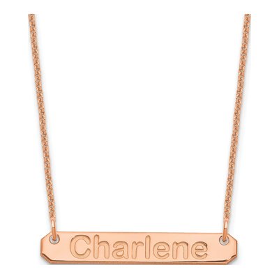 14K Rose Gold Personalized Bar Necklace
