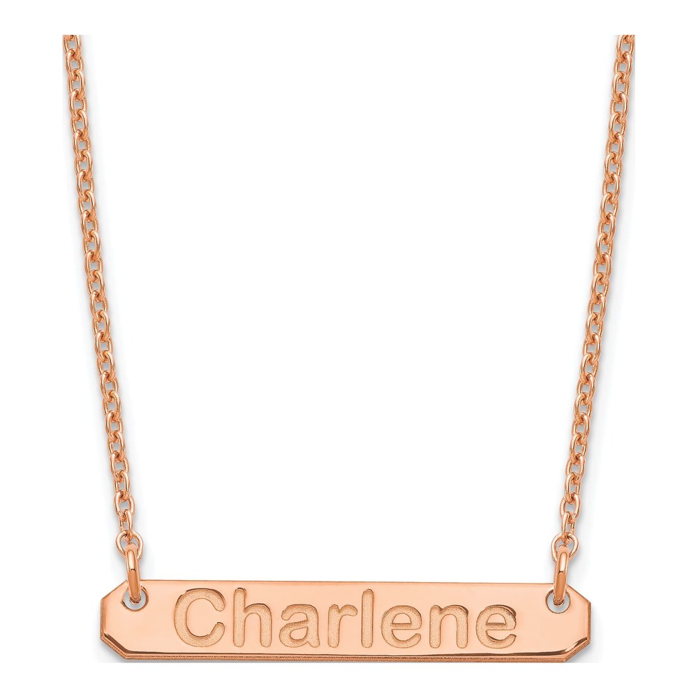Rose Gold-Plated Sterling Silver Personalized Bar Necklace
