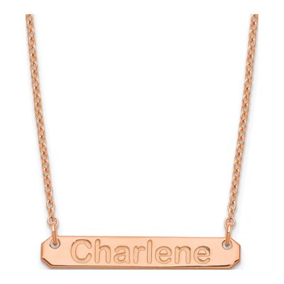 Rose Gold-Plated Sterling Silver Personalized Bar Necklace