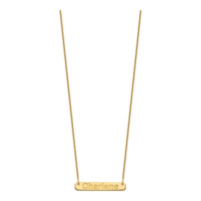 14K Yellow Gold Personalized Bar Necklace – view 2