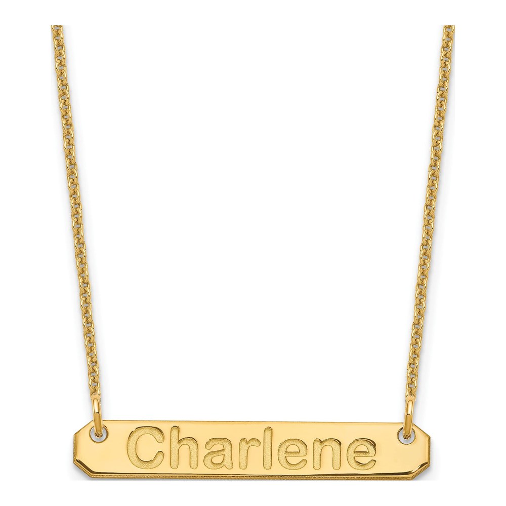 14K Yellow Gold Personalized Bar Necklace