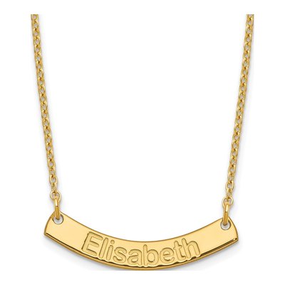 Gold-Plated Sterling Silver Personalized Curved Bar Name Necklace