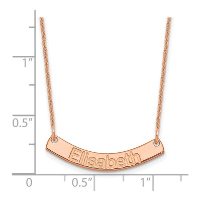 14K Rose Gold Personalized Curved Bar Necklace – view 2