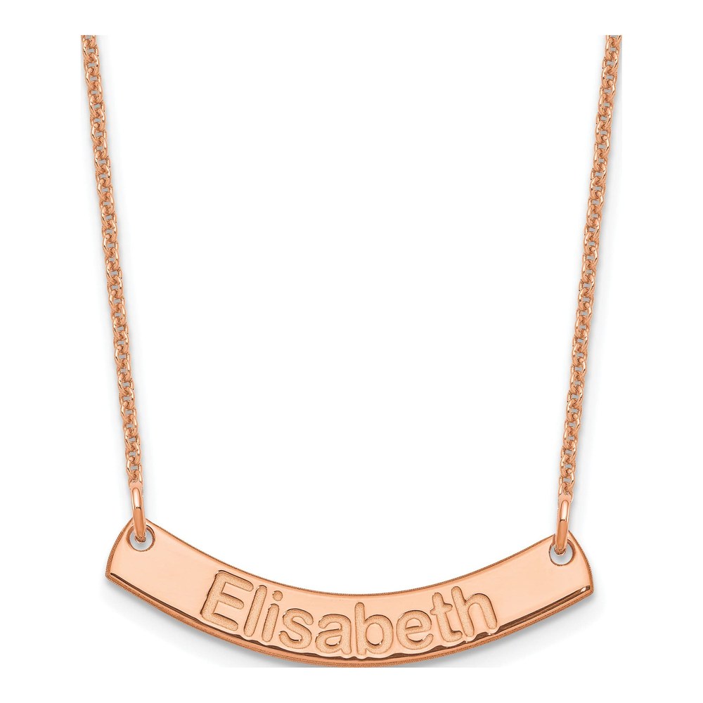 14K Rose Gold Personalized Curved Bar Necklace