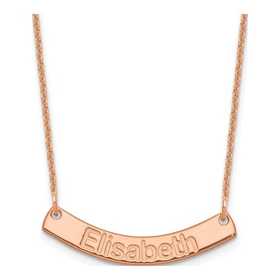 14K Rose Gold Personalized Curved Bar Necklace