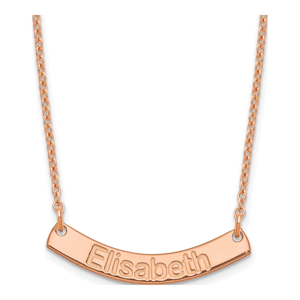 Rose Gold-Plated Sterling Silver Personalized Curved Bar Name Necklace