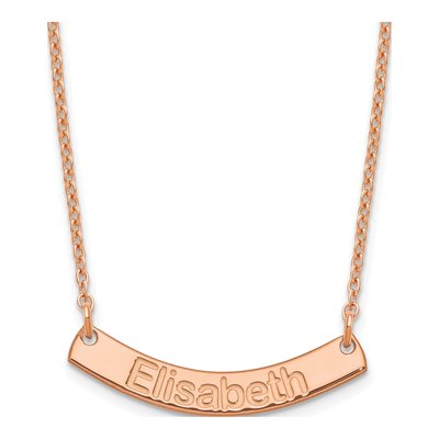Rose Gold-Plated Sterling Silver Personalized Curved Bar Name Necklace