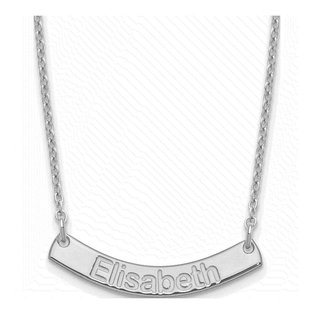 Sterling Silver Personalized Curved Bar Necklace