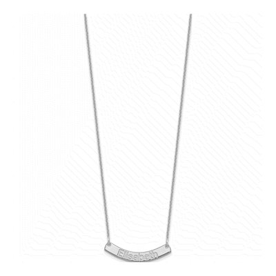 14K White Gold Personalized Curved Bar Necklace – view 2