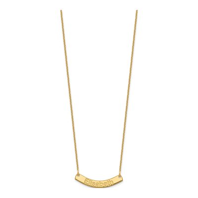 14K Yellow Gold Personalized Curved Bar Necklace – view 2