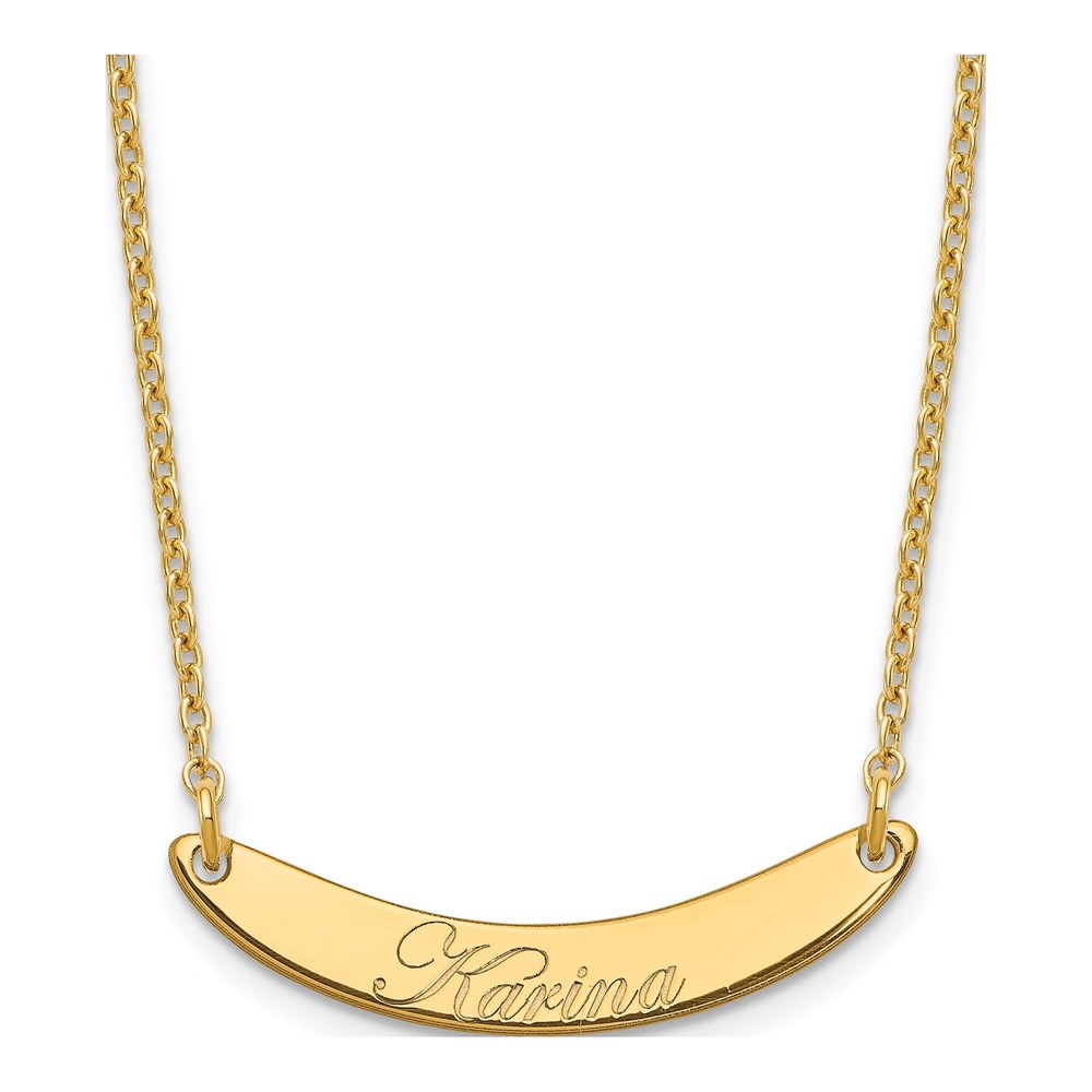 Gold-Plated Sterling Silver Personalized Script Bar Necklace