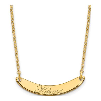 Gold-Plated Sterling Silver Personalized Script Bar Necklace