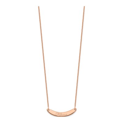 14K Rose Gold Personalized Curved Bar Necklace – view 2