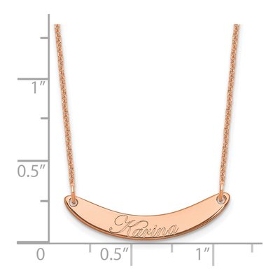 14K Rose Gold Personalized Curved Bar Necklace – view 3