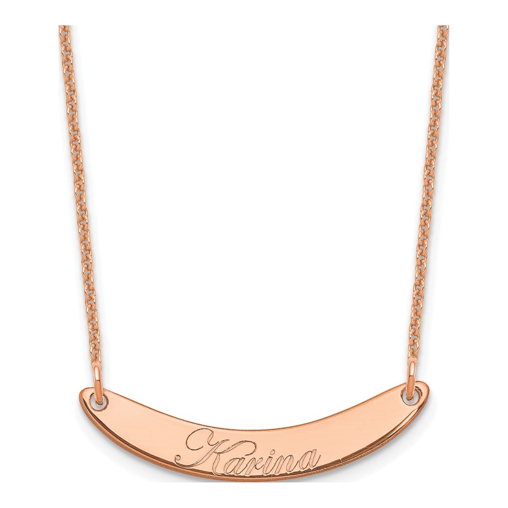14K Rose Gold Personalized Curved Bar Necklace