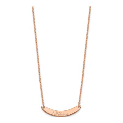 Rose Gold-Plated Sterling Silver Edwardian Script Curved Bar Name Necklace – view 2