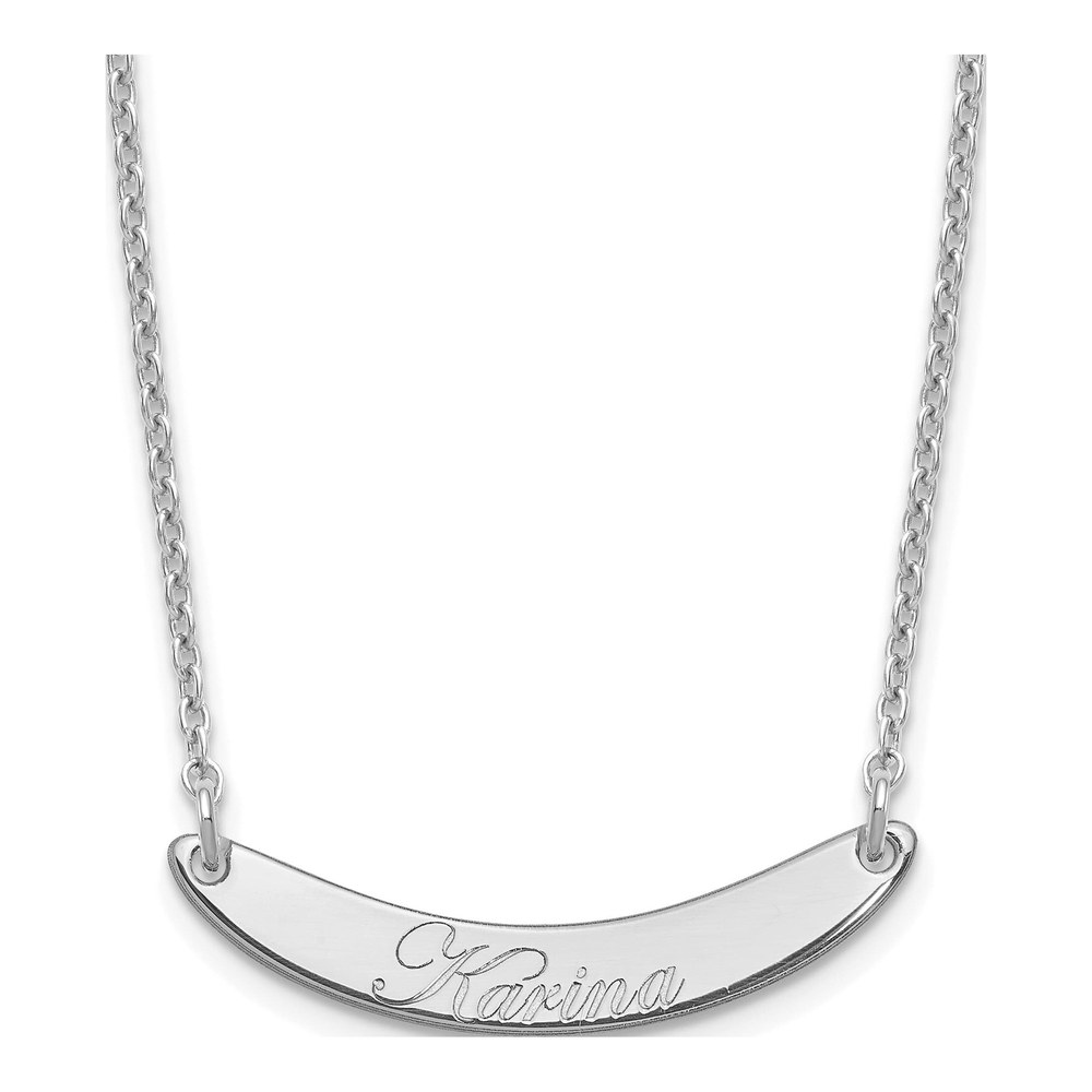 Personalized Sterling Silver Script Bar Necklace