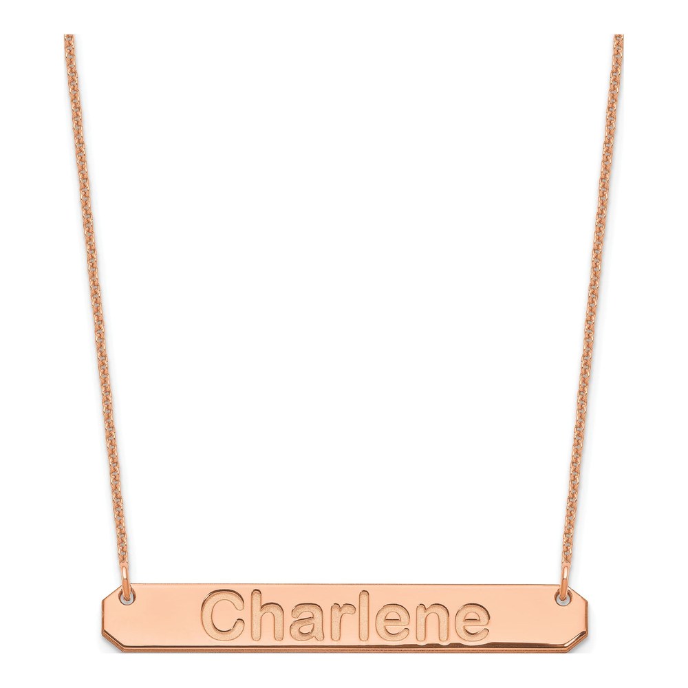 14K Rose Gold Personalized Bar Necklace
