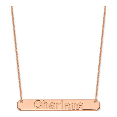 14K Rose Gold Personalized Bar Necklace