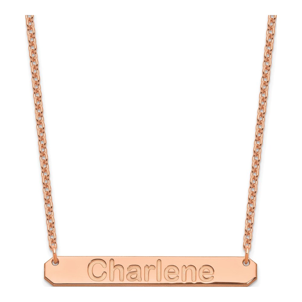 Rose Gold-Plated Sterling Silver Personalized Bar Necklace