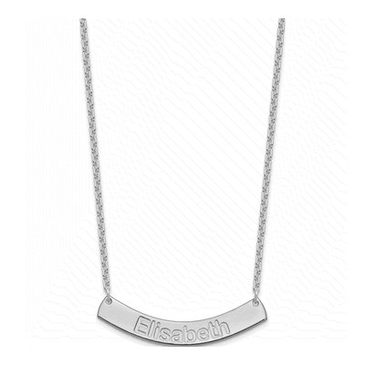 Sterling Silver Personalized Curved Bar Name Necklace – view 2