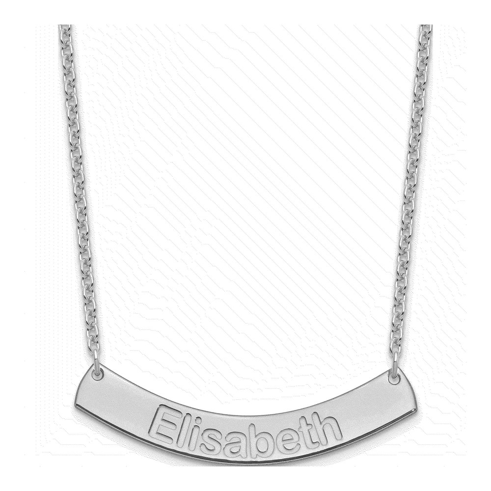 Sterling Silver Personalized Curved Bar Name Necklace