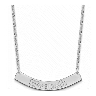 Sterling Silver Personalized Curved Bar Name Necklace