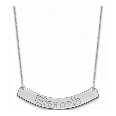 14K White Gold Curved Bar Name Necklace