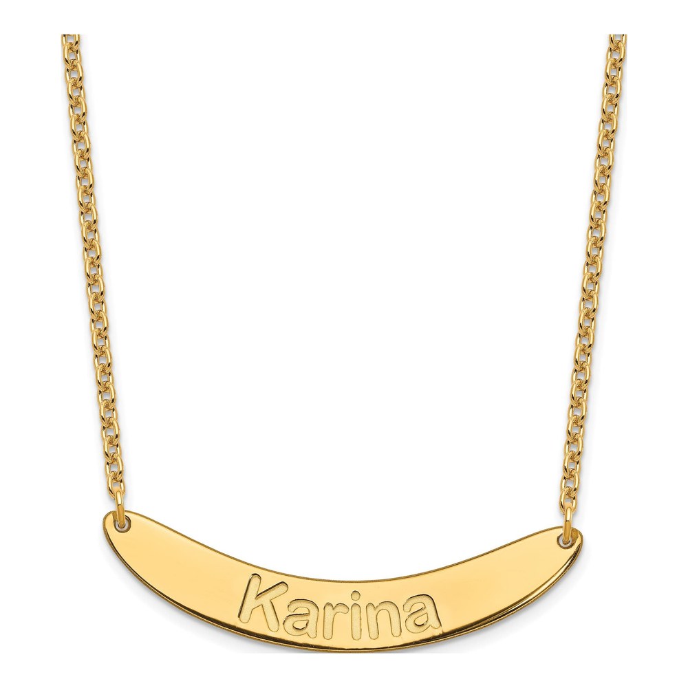 Gold-Plated Sterling Silver Personalized Curved Bar Necklace