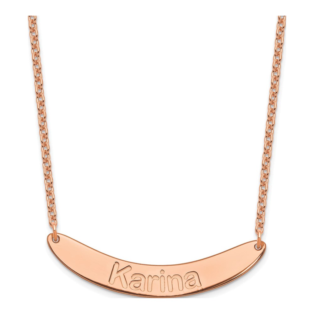Rose Gold-Plated Sterling Silver Personalized Curved Bar Necklace
