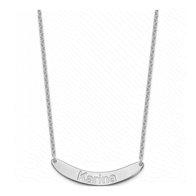 Sterling Silver Personalized Curved Bar Necklace – view 2