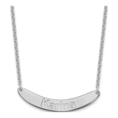 Sterling Silver Personalized Curved Bar Necklace