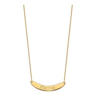 14K Yellow Gold Personalized Curved Bar Necklace – view 2