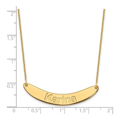 14K Yellow Gold Personalized Curved Bar Necklace – view 3