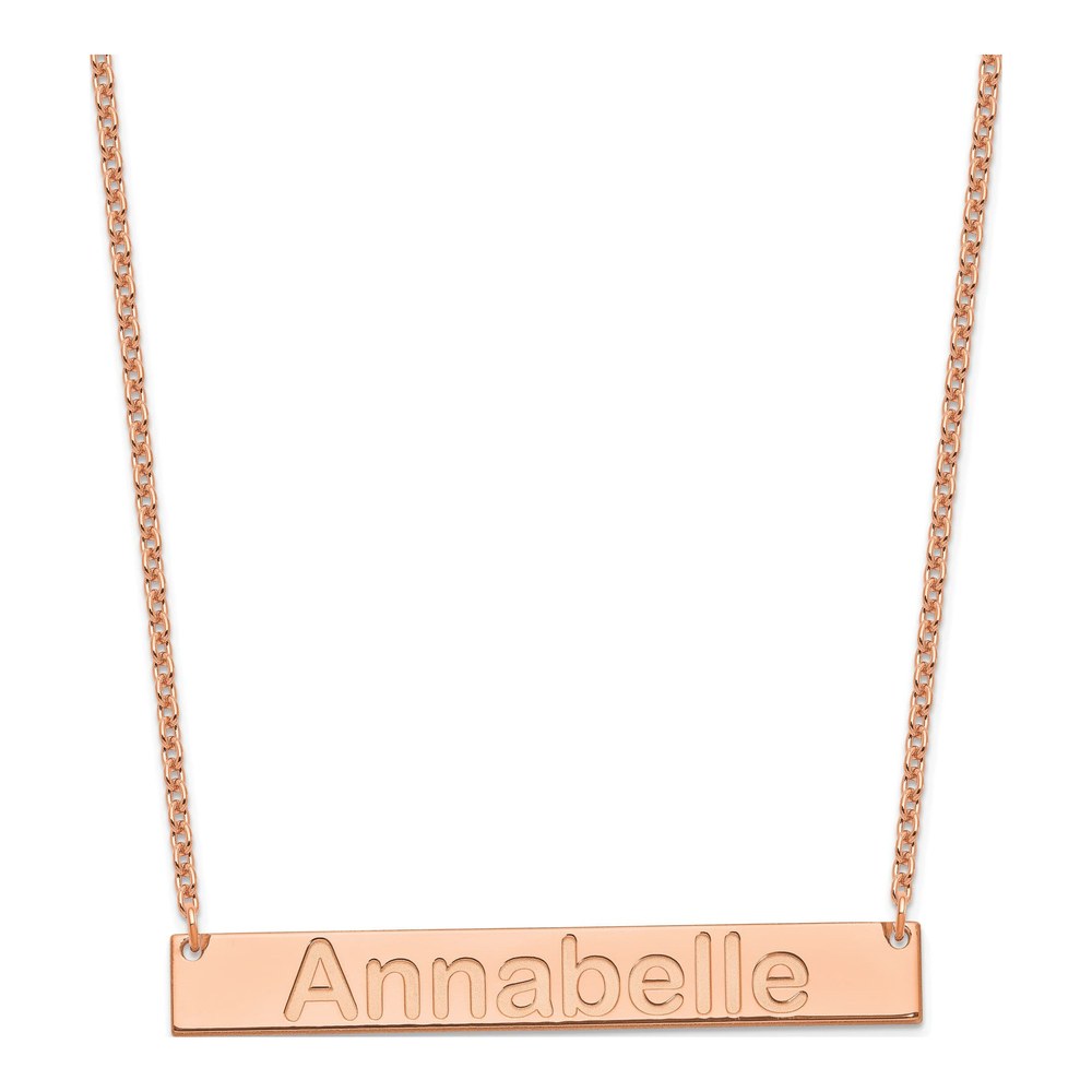 Personalized Rose-Plated Bar Name Necklace, 18"