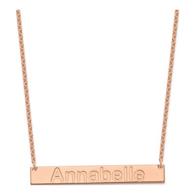 Personalized Rose-Plated Bar Name Necklace, 18"