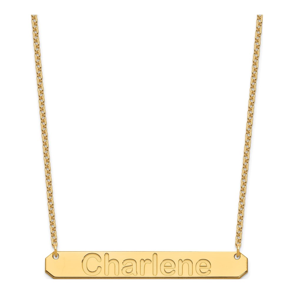 Gold-Plated Sterling Silver Personalized Large Bar Necklace
